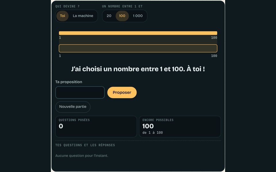 Le banc de l’atelier : Deviner un nombre en coupant en deux