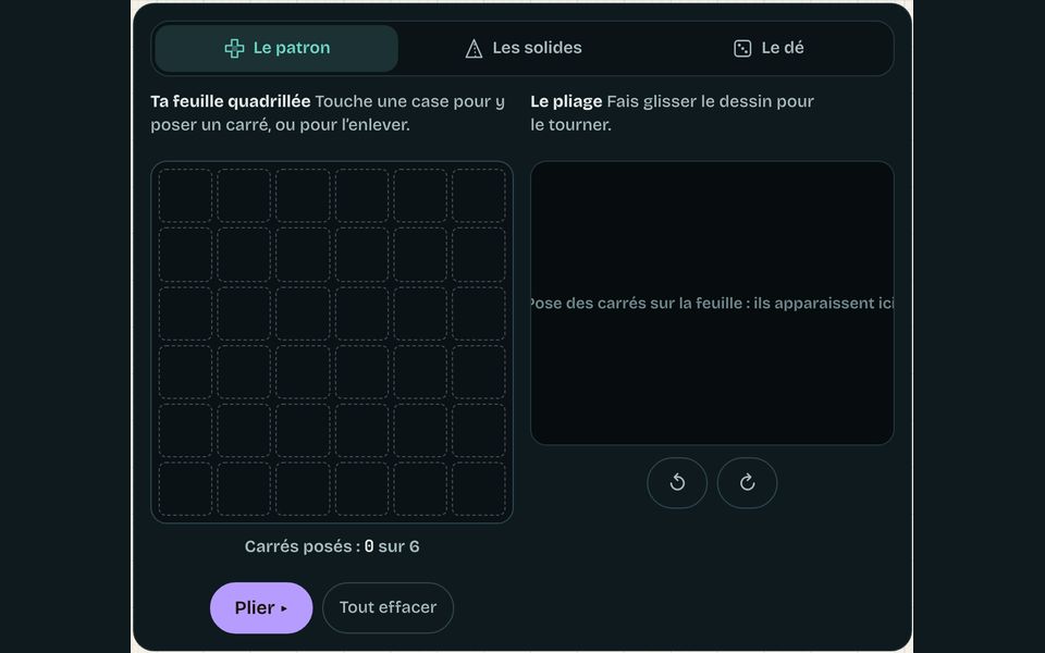 Le banc de l’atelier : Cubes, patrons et solides